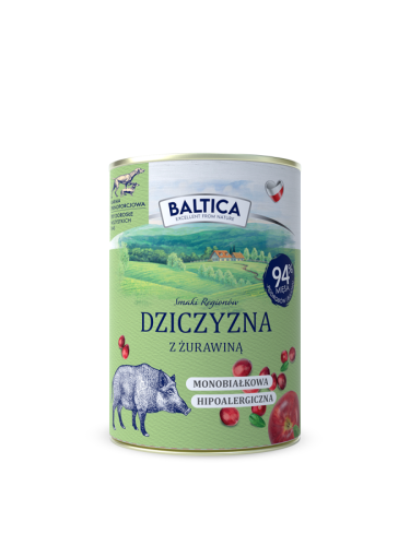 Baltica Smaki Regionów Dziczyzna z Żurawiną karma mokra monobiałkowa dla psa 400g puszka