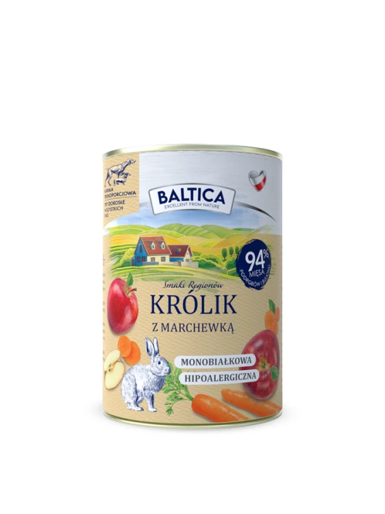 Baltica Smaki Regionów Królik z Marchewką 400g karma mokra dla psa