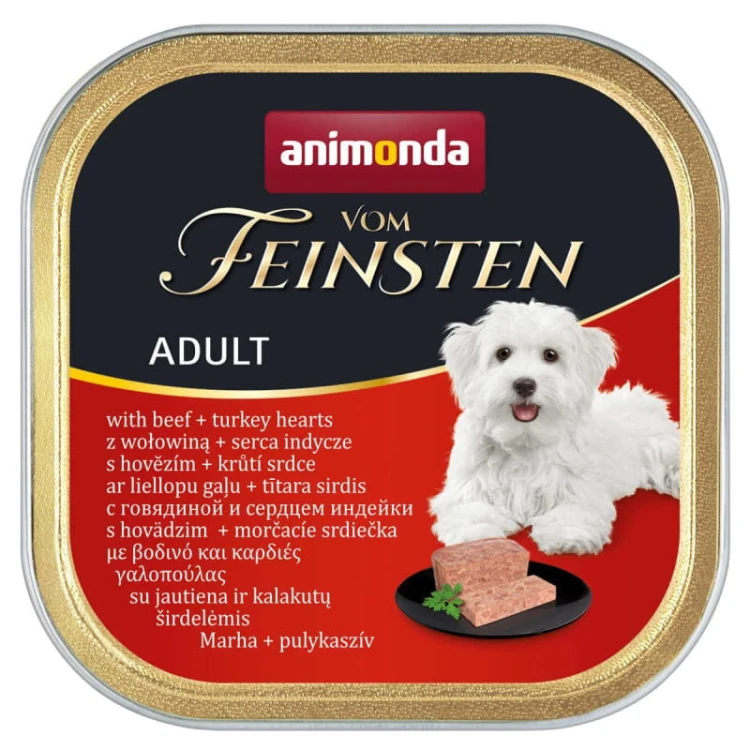 Animonda Vom Feinsten Adult z wołowiną i sercami indyka karma mokra dla psa 150g