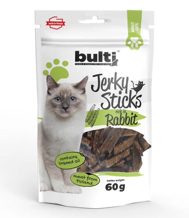BULTI Jerky Sticks Bogate w Królika przysmaki dla kota 60g opakowanie