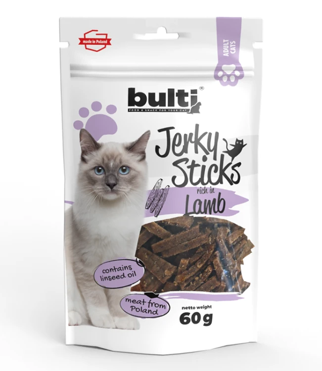 BULTI Jerky Sticks Bogate w Jagnięcinę przysmaki dla kota 60g