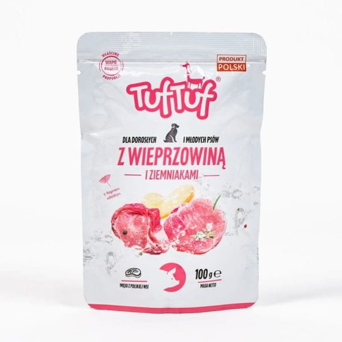 TufTuf Pełnoporcjowa karma mokra Wieprzowina z Ziemniakami saszetka 100g