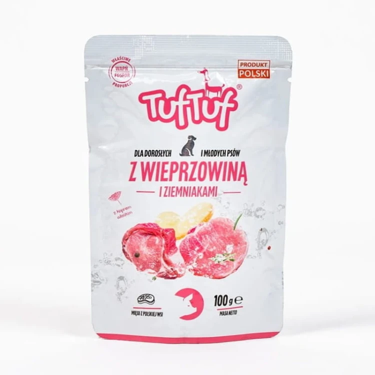 TufTuf Pełnoporcjowa karma mokra Wieprzowina z Ziemniakami saszetka 100g