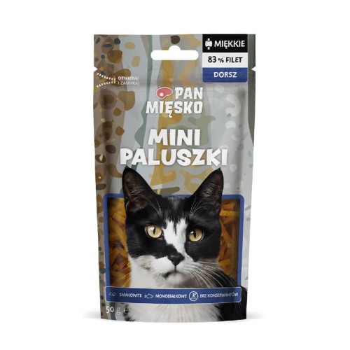 Pan Mięsko Mini Paluszki Dorsz 50g opakowanie przysmaki dla kota