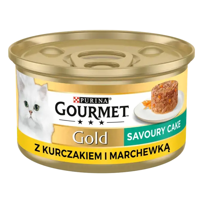 Purina Gourmet Gold Savoury Cake z kurczakiem i marchewką 85g puszka karmy mokrej dla kota