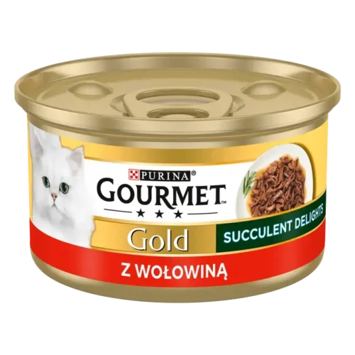 Purina Gourmet Gold Succulent Delights z wołowiną 85g puszka karmy mokrej dla kota