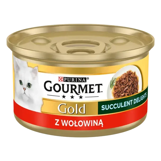 Purina Gourmet Gold Succulent Delights z wołowiną 85g puszka karmy mokrej dla kota