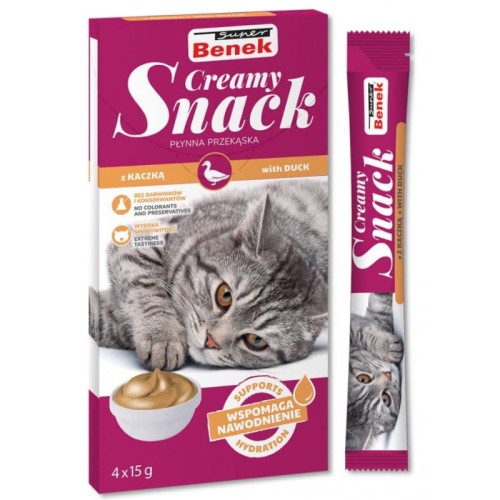 Super Benek Creamy Snack płynna przekąska dla kota z kaczką 4x15g