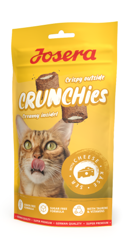 Opakowanie Josera Crunchies with Cheese 60g – bezzbożowe przysmaki dla kota z serem.