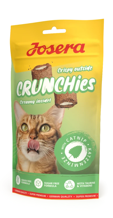 Opakowanie Josera Crunchies with Catnip 60g – bezzbożowe przysmaki z kocimiętką dla kota.