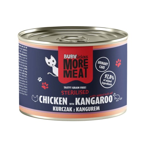 BUBAlicious More Meat STERILISED Kurczak Kangur karma mokra dla kota 185g