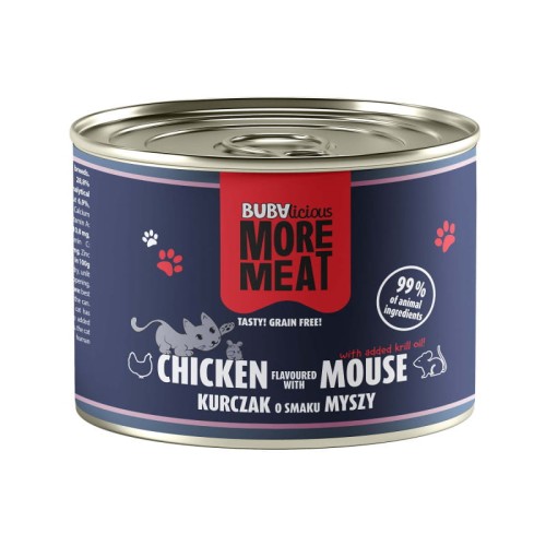 BUBAlicious More Meat Kurczak o smaku Myszy karma mokra dla kota 185g