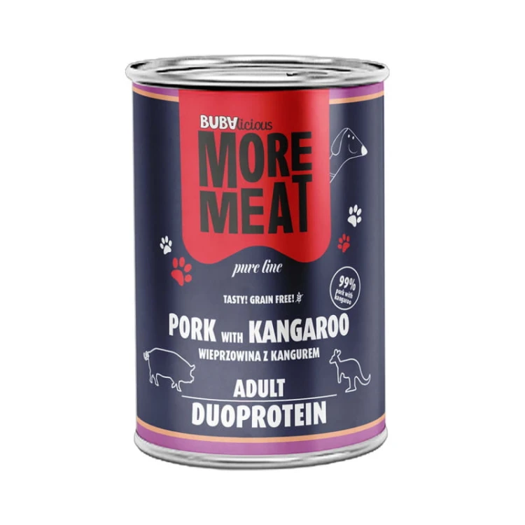 BUBAlicious More Meat Pure Line Wieprzowina z Kangurem karma mokra dla psa 400g