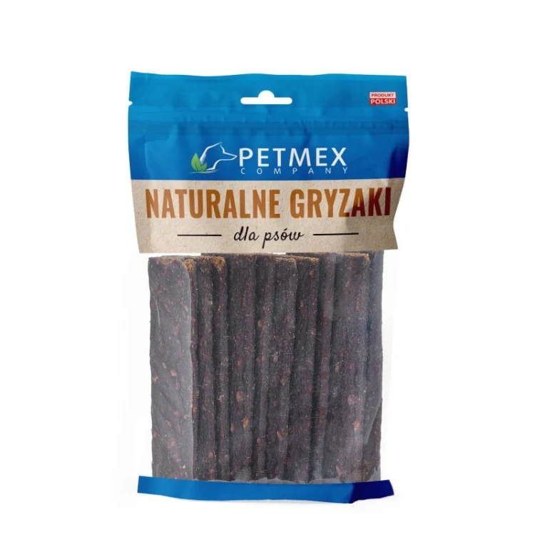 PETMEX paski z dzika 100 g – widok produktu w opakowaniu