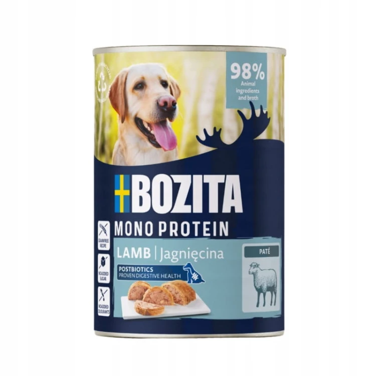 Bozita karma mokra z jagnięciną dla psa 400 g – puszka z etykietą