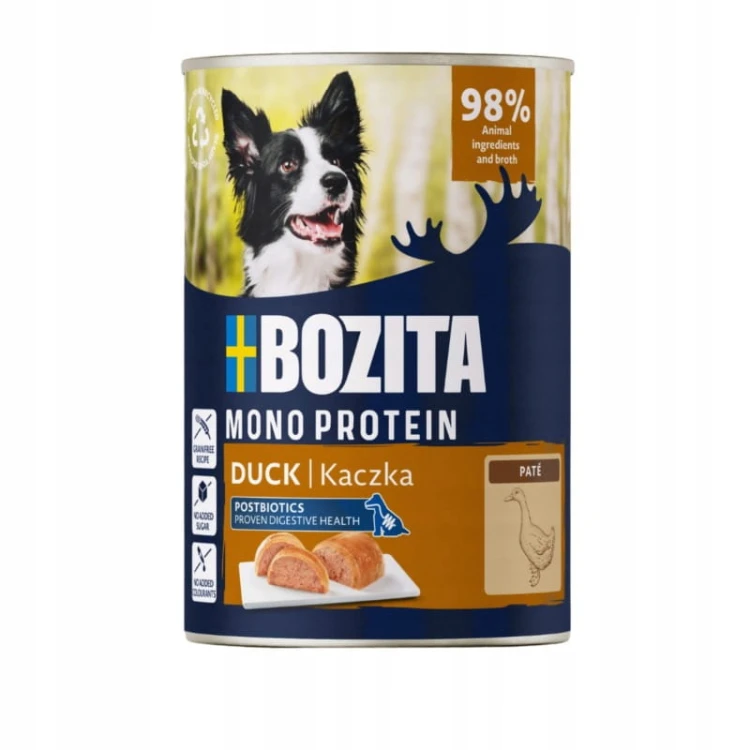 Bozita karma mokra z kaczką dla psa 400 g – puszka z etykietą