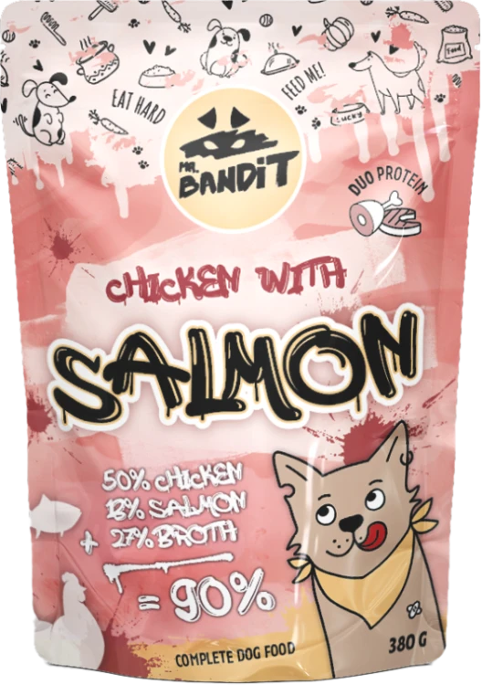 Mr. Bandit Chicken with Salmon 380 g – większe opakowanie karmy mokrej dla psa