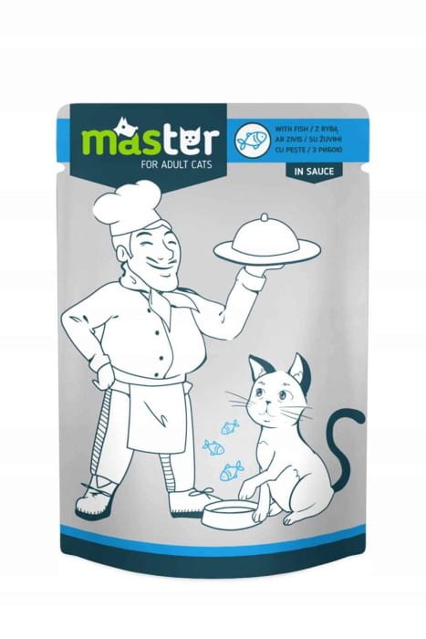 Master karma mokra dla dorosłych kotów z rybą w sosie 80 g – front opakowania