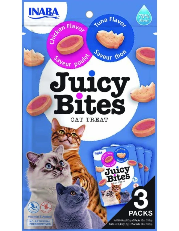 Inaba Juicy Bites przysmak dla kota z kurczakiem i tuńczykiem opakowanie 3x11,3 g