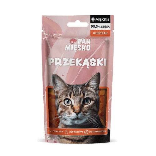 Pan Mięsko przysmak dla kota z kurczakiem miękkie kawałki 50 g