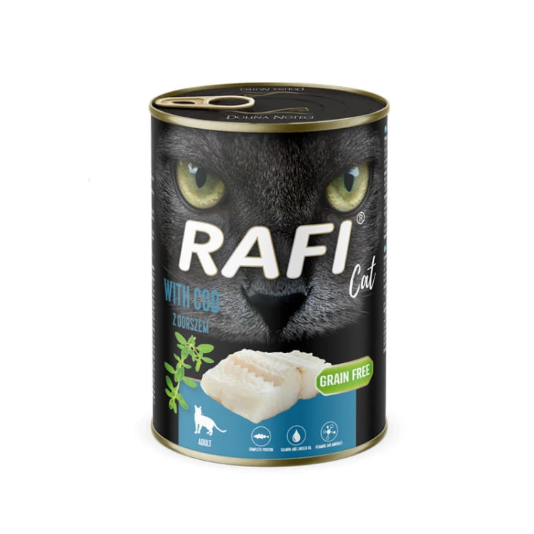 Rafi mokra karma dla kota dorosłego z dorszem puszka 400 g