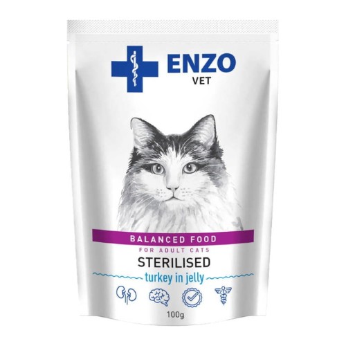 enzo vet sterilised z indykiem w galaretce dla kotów opakowanie 100g