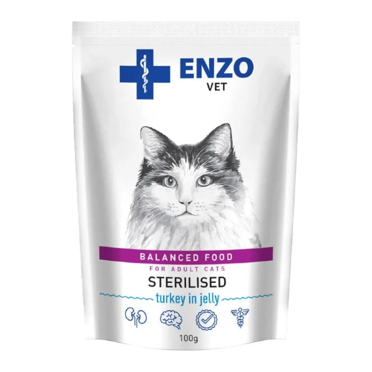 enzo vet sterilised z indykiem w galaretce dla kotów opakowanie 100g