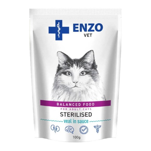 enzo vet sterilised z cielęciną w sosie dla kotów opakowanie 100g