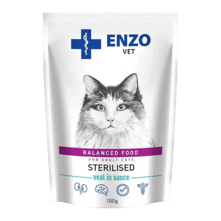 enzo vet sterilised z cielęciną w sosie dla kotów opakowanie 100g