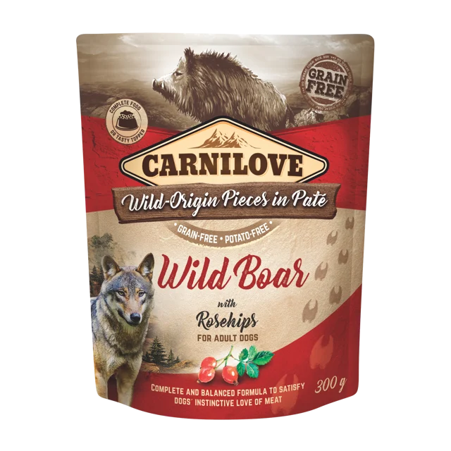 Carnilove Wild Boar &amp; Rosehips karma dla dorosłych psów 300g opakowanie