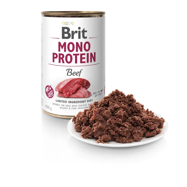 brit mono protein beef 400 g – puszka karmy z wołowiną dla psów