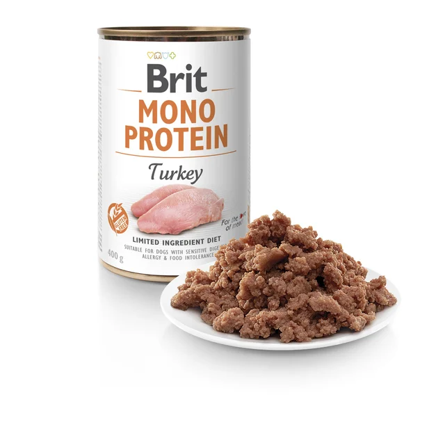 brit mono protein turkey 400 g – puszka karmy z indykiem dla psów