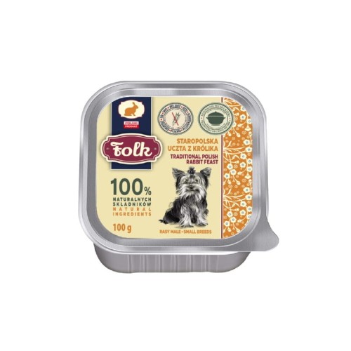 karma mokra dla psa FOLK Staropolska uczta z królika 100 g – opakowanie aluminiowe