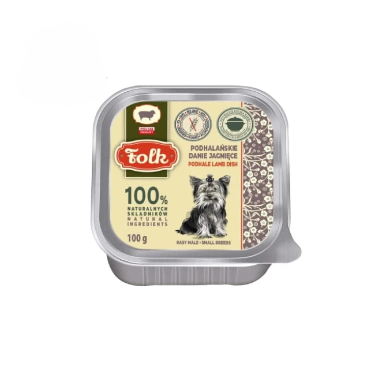 karma mokra dla psa FOLK Podhalańskie danie jagnięce 100 g – opakowanie aluminiowe