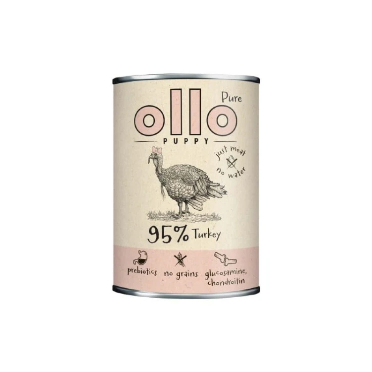 Karma dla szczeniąt Ollo Pure Indyk 400 g – opakowanie