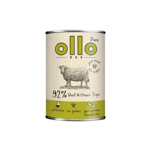 Karma Ollo Pure Dog Wołowina i Zielone Żwacze 400 g – opakowanie