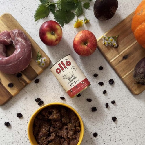 Miska karmy Ollo Pure Wieprzowina – naturalna karma z mięsa i warzyw