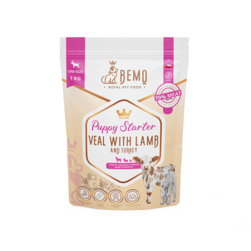 karma dla szczeniąt Bemo Puppy Starter z cielęciną i jagnięciną – opakowanie 1 kg
