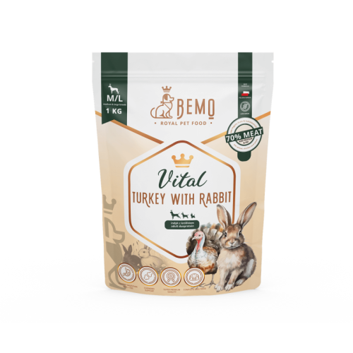 karma dla psa Bemo Vital indyk z królikiem M/L – opakowanie 1 kg