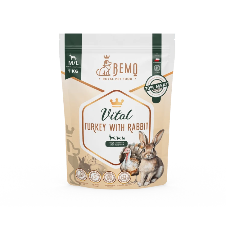 karma dla psa Bemo Vital indyk z królikiem M/L – opakowanie 1 kg