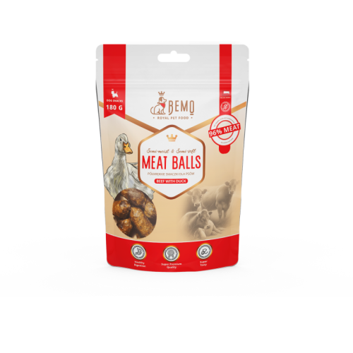 naturalne przysmaki treningowe z wołowiną i kaczką bemo meat balls