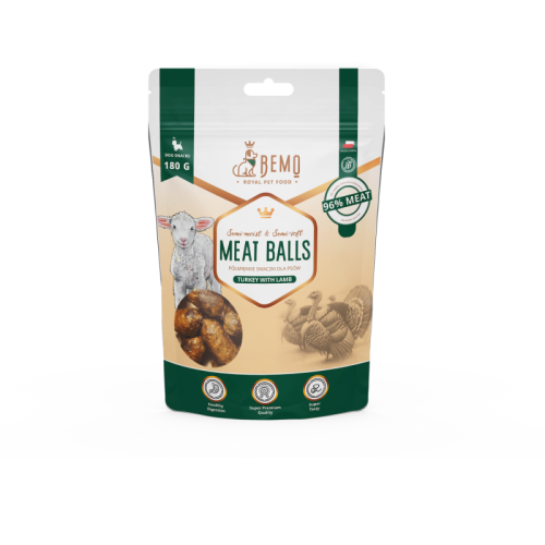 mięsne kulki z indykiem i jagnięciną bemo – naturalny przysmak dla psa