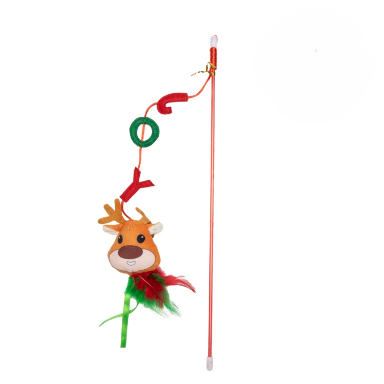 UNIQ PETS Swishy – wędka dla kota z reniferem 40 cm, pełny widok