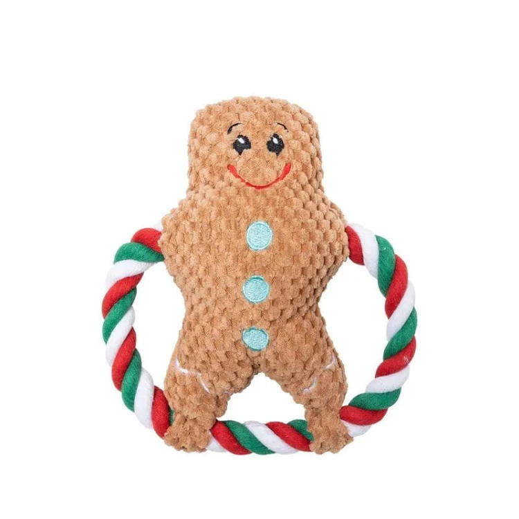 Pluszowy szarpak dla psa UNIQ PETS – pierścieniowy pierniczek z piszczałką