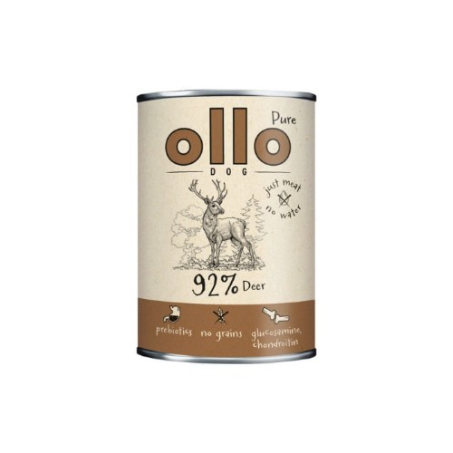 karma mokra dla psa Ollo Pure jeleń puszka 400 g na jasnym tle