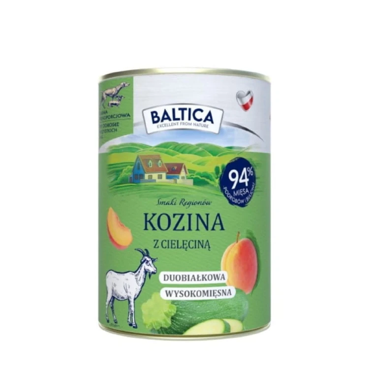 Baltica Kozina z cielęciną 400 g – puszka bezzbożowej karmy mokrej dla psa