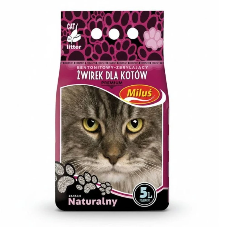 Miluś Premium Naturalny Zapach 5 l – opakowanie żwirku dla kota