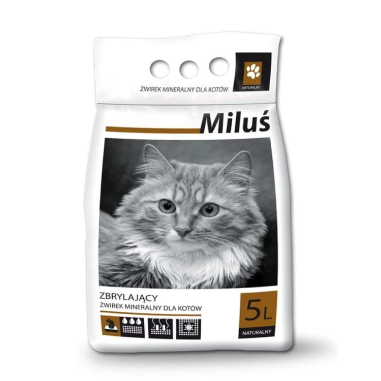 Miluś Economic Naturalny 5 l – opakowanie żwirku mineralnego dla kota