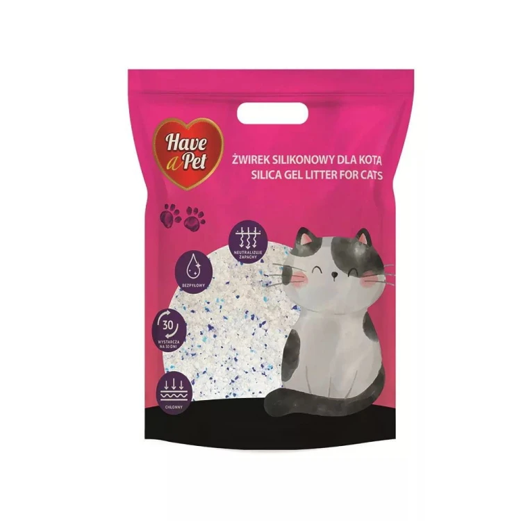 Have a Pet żwirek silikonowy dla kota 3,8 l – opakowanie z kotem