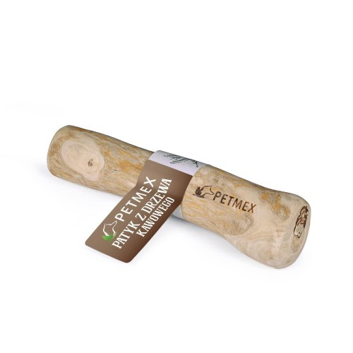 PETMEX patyk z drzewa kawowego L – gryzak z etykietą na białym tle